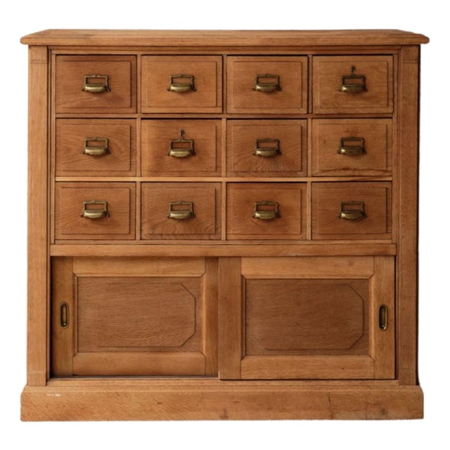 Late 19th Century French Oak Bank Office Filing Cabinet For Sale
