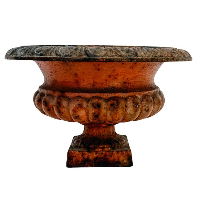 Antique French Style Cast Iron Campana Urn Planters - A Pair For Sale - Image 10 of 11