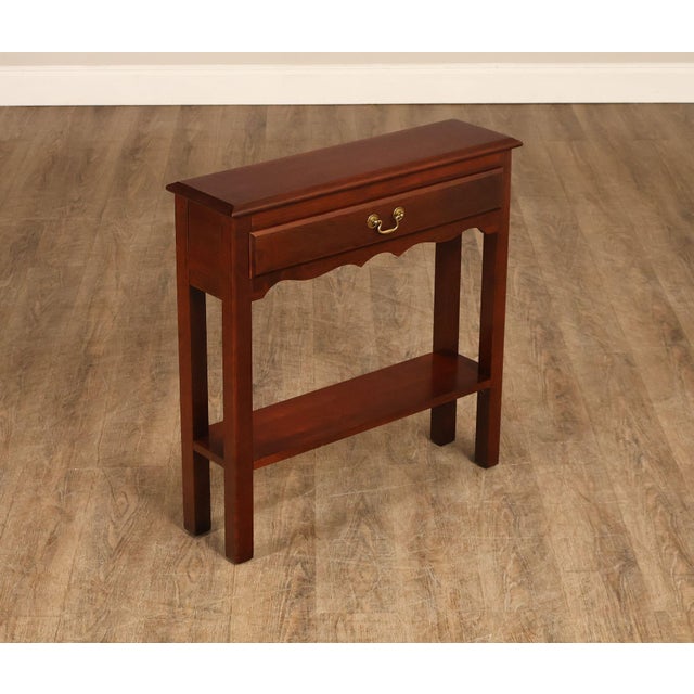 High Quality Cherry Two-Tier Console or Hall Table with Single Dovetailed Drawer and Scalloped Apron