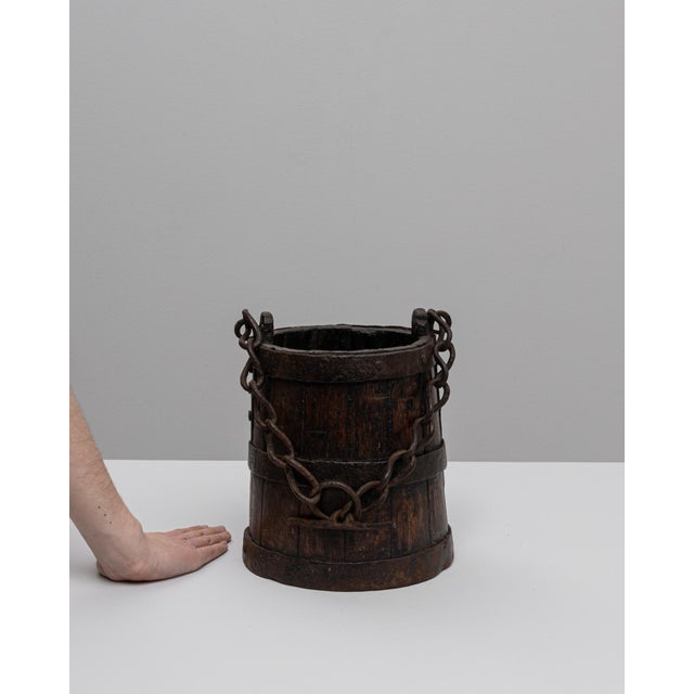 1800s French Primitive Wooden Bucket With Chain For Sale - Image 18 of 18