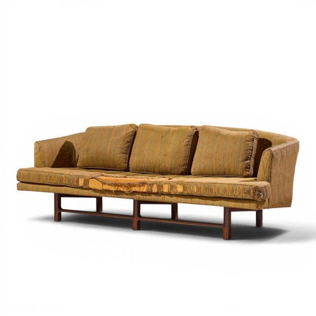 Mid-Century Modern Edward Wormley for Dunbar Model 5244 Mid Century Mahogany Sofa For Sale - Image 3 of 9