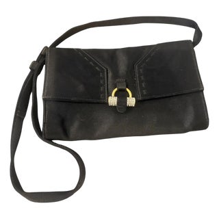 1980s Vintage Black Satin Evening Jewel Bag by Yves Saint Laurent For Sale