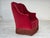 1970s, Danish highback armchair. Original red furniture velour, ash wood legs, springs in the seat. Original very good...