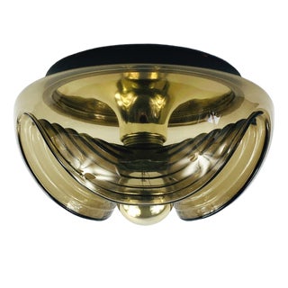 Large Space Age Wave Model Glass Flush Mount by Koch & Lowy for Peill & Putzler, 1960s For Sale