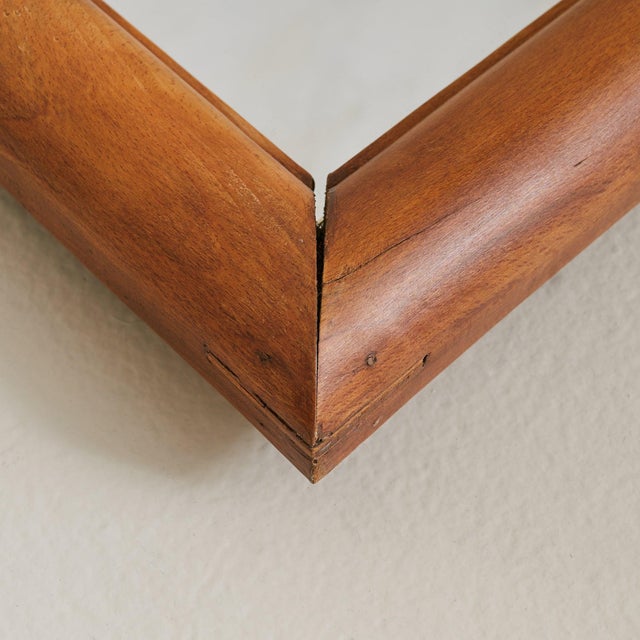 Italian Vertical Rectangular Wall Mirror with Chamfered Wood Frame, 1950s For Sale In Chicago - Image 6 of 9