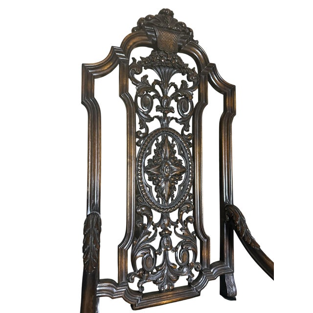 Antique Baroque Heavily Carved Walnut Hacienda Chair - 19th Century - 29" X 24" X 48" For Sale - Image 4 of 7