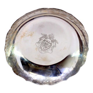 Silver Plate with Scalloped Rim, Engraved Garlands and East India Company Symbol For Sale