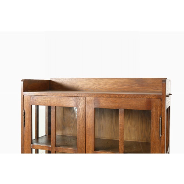 2020s Mission Oak Display China Cabinet / Bookcase - Walnut - 39"w For Sale - Image 5 of 9