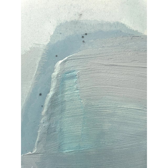 Sky Blue "Raku No02" "Raku No01" Dimensional Texture Abstract Painting in Atmospheric Sky Blue and Periwinkle, Framed For Sale - Image 8 of 11