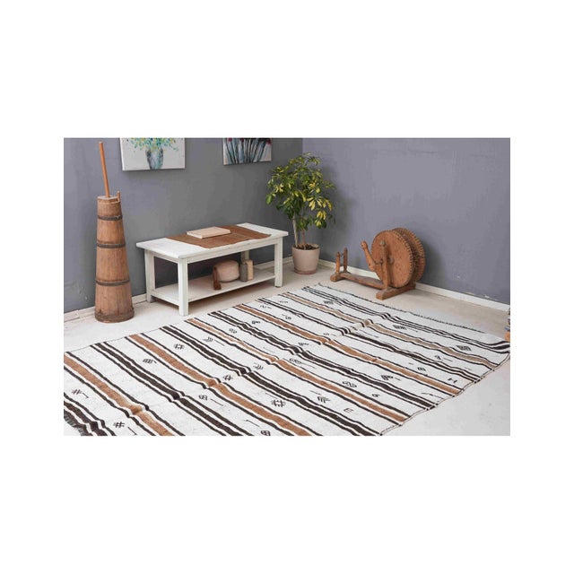 Vintage Decorative Turkish Hemp Kilim Rug - 6`8" X 9`2" For Sale In Los Angeles - Image 6 of 7