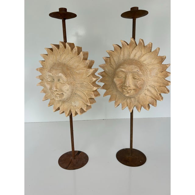 Pair of Decorative Sun Candelabras by Hayes Parker For Sale - Image 9 of 12
