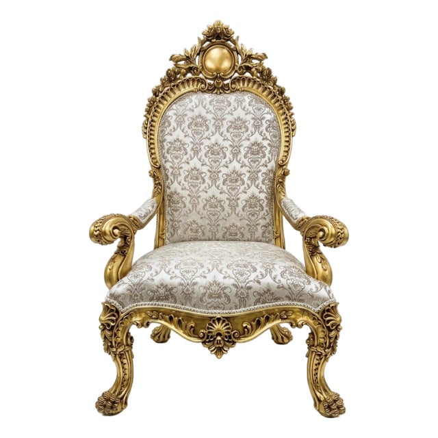 1960s Throne Chair Gold Leaf Arm Chair For Sale