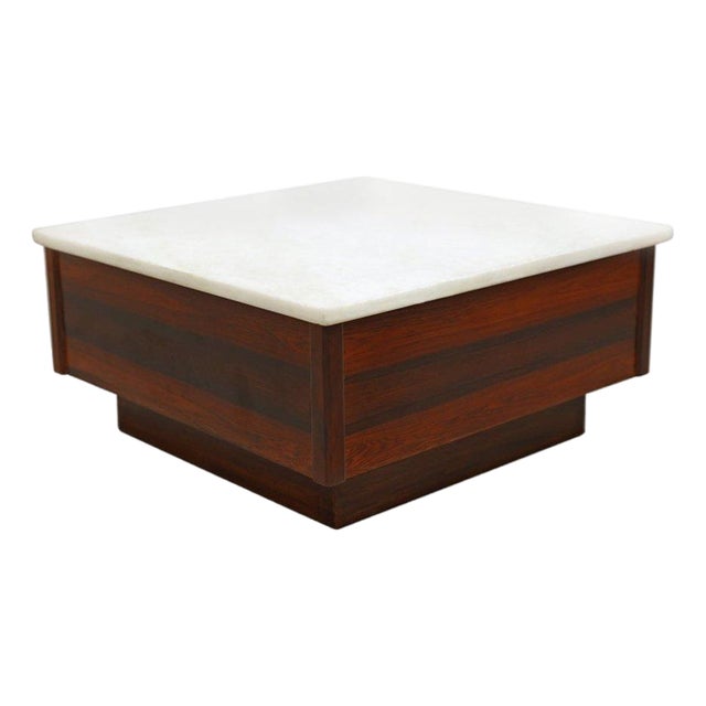 Brazilian Mid-Century Coffee Table in Rosewood With Marble Top, Unknown, 1960s For Sale