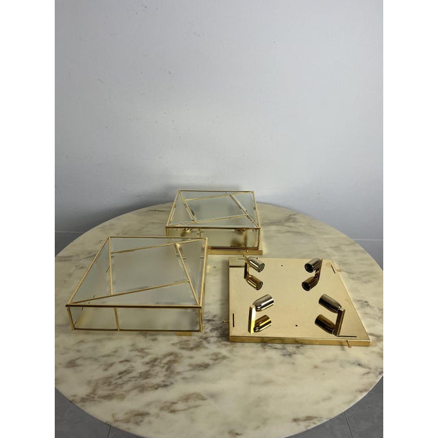 1980s Large Vintage Square Four-Light Ceiling Lights, 1980s, Set of 2 For Sale - Image 5 of 15