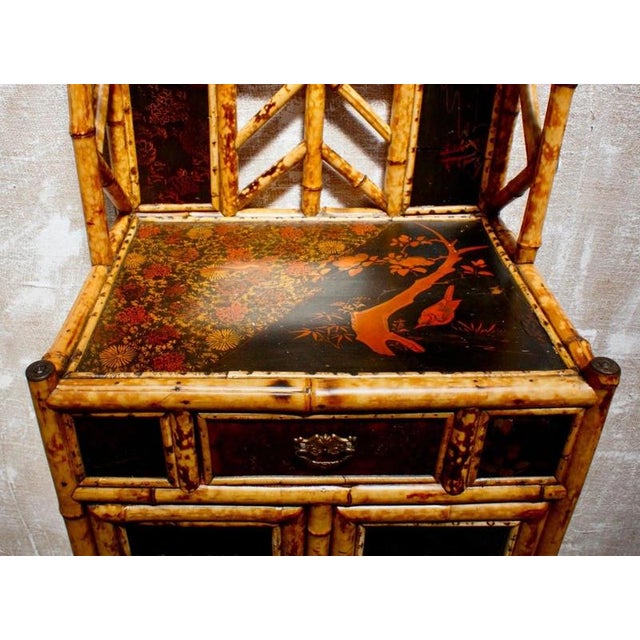 19th Century Victorian Japonisme Aesthetic Movement Bamboo Display Cabinet, 1880 For Sale - Image 9 of 14