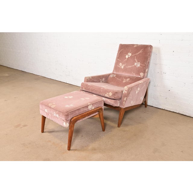 Mid-Century Modern Lawrence Peabody for Richardson Nemschoff Mid-Century Modern Upholstered Lounge Chair With Ottoman, 1960s For Sale - Image 3 of 12