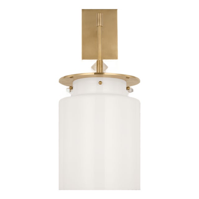 Ray Booth for Visual Comfort Signature Elias 23" Sconce in Antique-Burnished Brass with White Glass For Sale