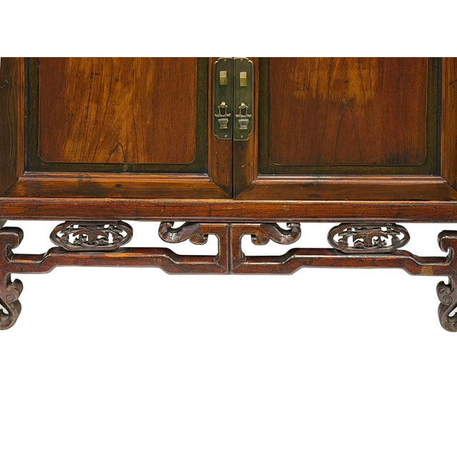 Brown Vintage Chinese Carving Brown Drawers Side Table Credenza Cabinet For Sale - Image 8 of 14