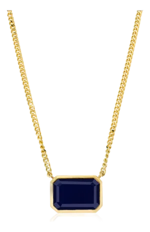 4.46 Ct Deep Blue Sapphire Necklace in 14k Yellow Gold