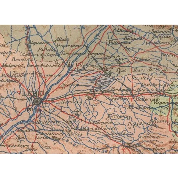 1900 - 1909 Map of Catalonias Gateway to the Pyrenees, 1902 For Sale - Image 5 of 7