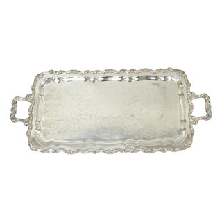 Vintage Taunton Statehouse Victorian Silver Plated Narrow Serving Platter Tray For Sale