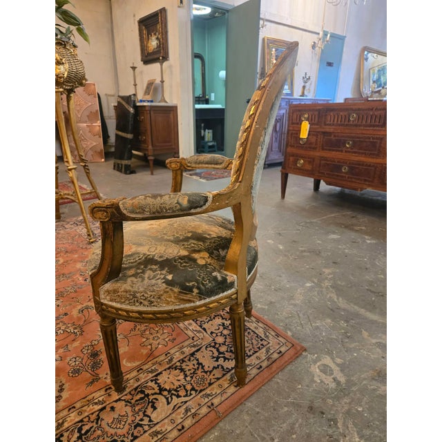 Antique French Giltwood Salon Seating Set With Settee and Four Armchairs For Sale - Image 10 of 11