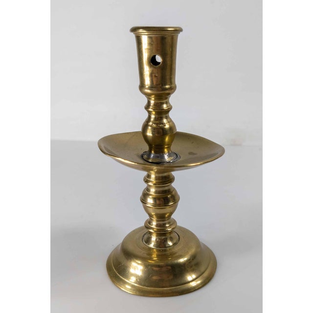 18th Century 17th or 18th Century European Dutch Heemskirk Mid-Drip Brass Candlestick For Sale - Image 5 of 13