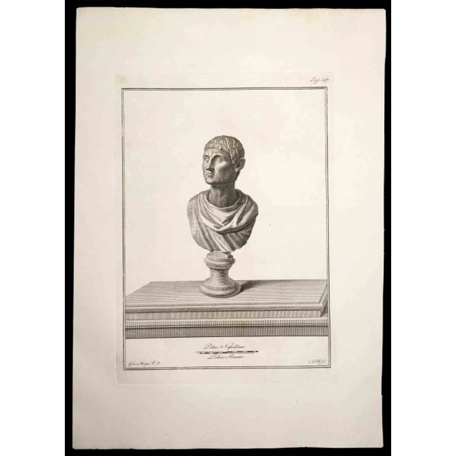 Ancient Roman Bust, from the series "Antiquities of Herculaneum", is an original etching on paper realized by Carlo Nolli...