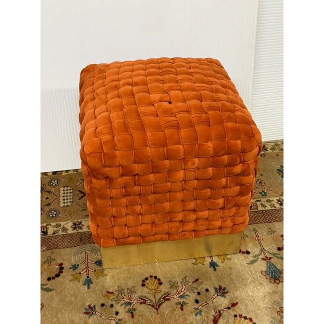 Burnt Orange Safavieh Couture Ravyn Sienna Ottomans, Pair For Sale - Image 8 of 12
