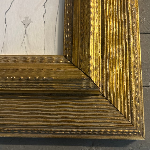 Abstract 1970’s Original Female Nude Figure Watercolor Painting in Chunky Gold Frame For Sale - Image 3 of 6
