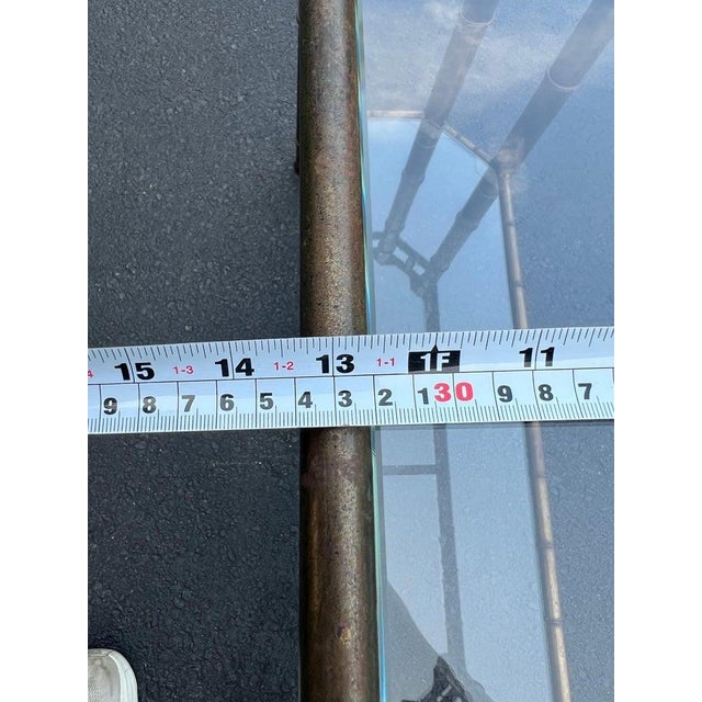 Faux Bamboo Bronze Metal and Glass Sofa Table For Sale - Image 16 of 18