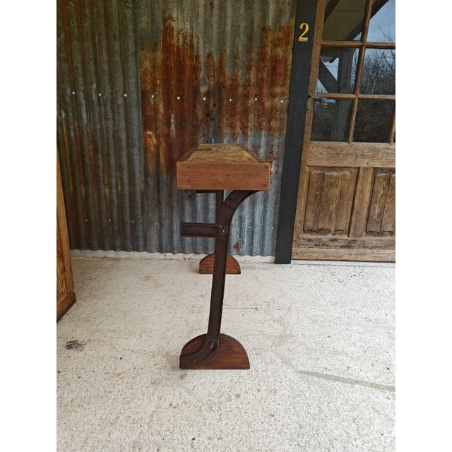 Industrial Console Table in Oak and Cast Iron, 1960s For Sale - Image 14 of 16