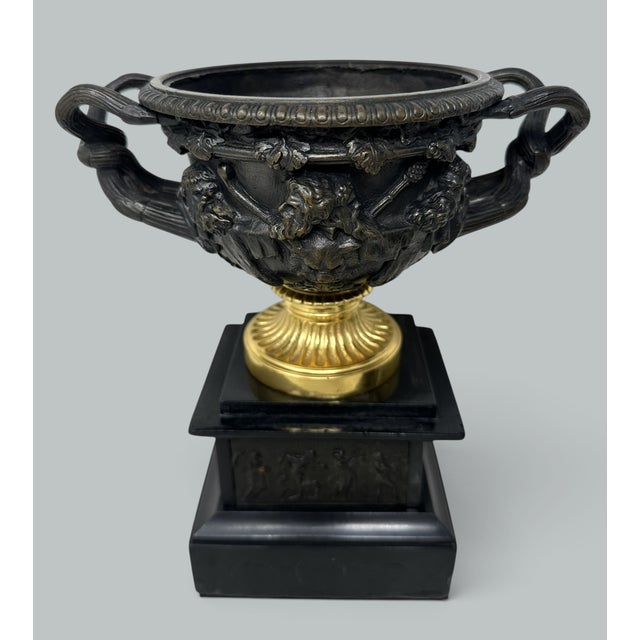 Antique Pair French Ormolu Bronze Warwick Albani Grand Tour Vases Urns Clodion For Sale - Image 6 of 12