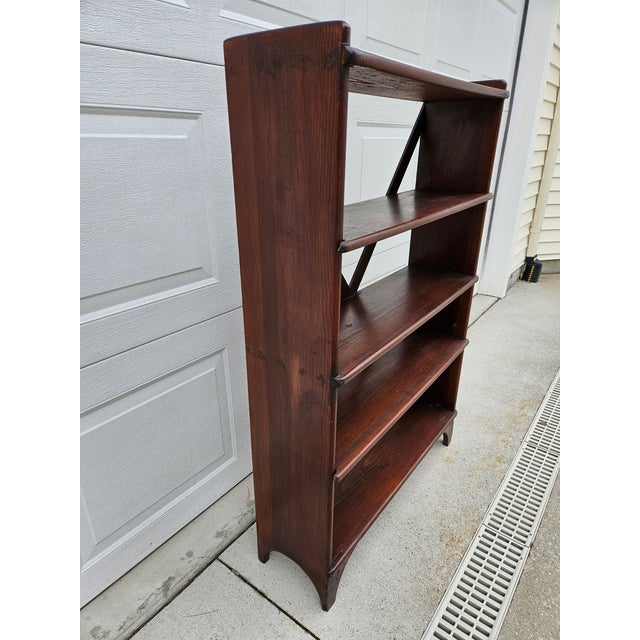 Antique Rustic Wooden Book Shelf For Sale - Image 4 of 12