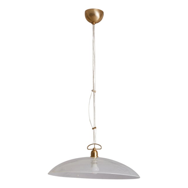 1970s Italian Reticello Murano Glass Pendant For Sale