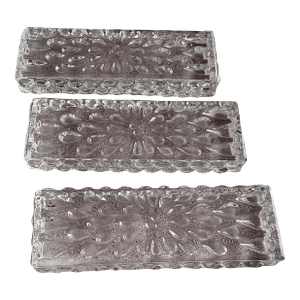 Antique Baccarat Rectangular Crystal Knife Rests, France - Set of Three