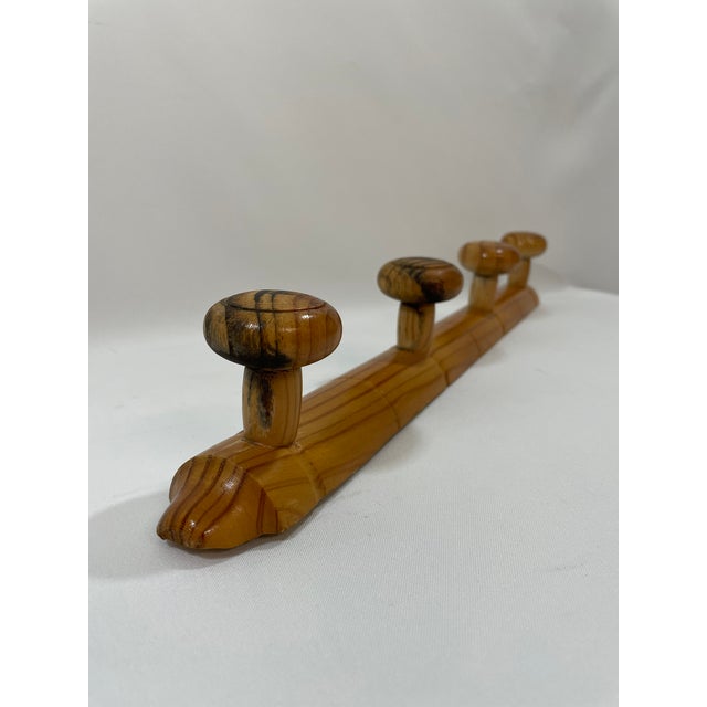 Wood Vintage French Faux Bamboo Wooden 4 Peg Coat Hat Rack For Sale - Image 7 of 18