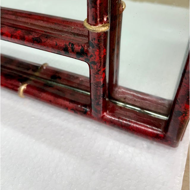 Red Vintage Palm Beach Regency Red Faux Tortoiseshell & Parcel Gilt Wall Mirror- Newly Painted For Sale - Image 8 of 12
