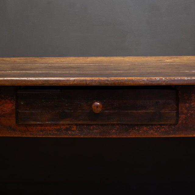 19th C. Rustic Farmhouse Dining Table With Large Drawer c.1820-1880 For Sale - Image 4 of 10