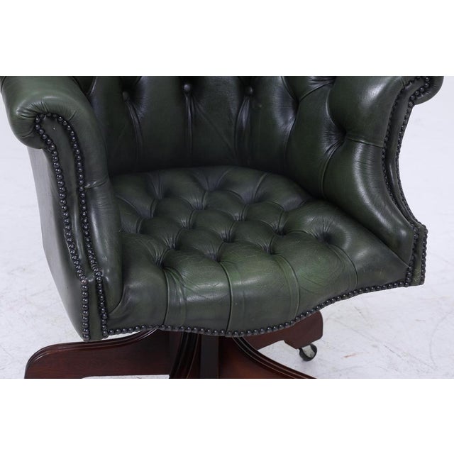 Antique Chesterfield Leather Armchair with Casters For Sale - Image 6 of 11