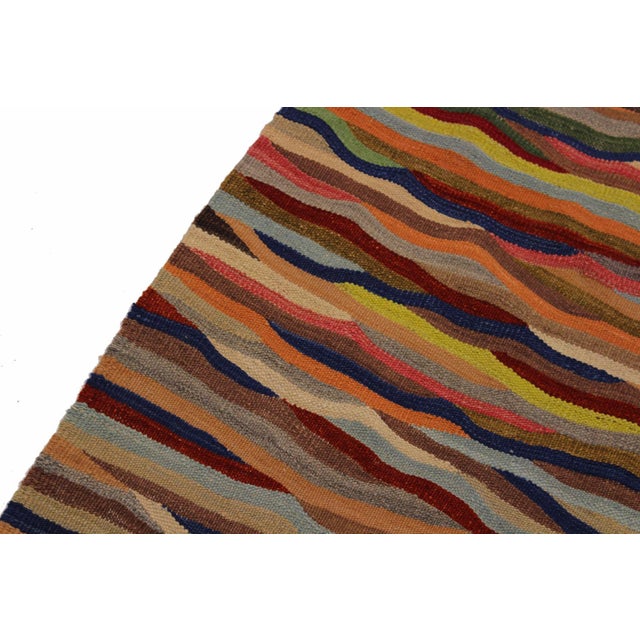 Boho Chic Kilim Red Blue Wool Rug - 4'11" X 6'10" For Sale In New York - Image 6 of 7