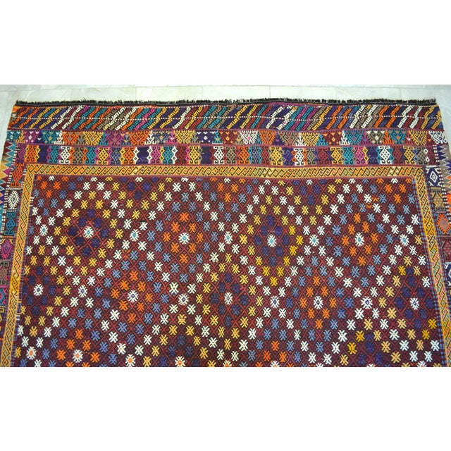 Textile 1960s Vintage Handwoven Braided Jajim Turkish Kilim Rug - 8′6″ X 12′8″ For Sale - Image 7 of 11
