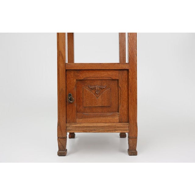 French Art Deco Nightstand in Oak with Pink Marble Top, 1930s For Sale - Image 6 of 14