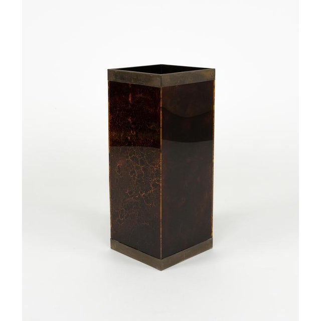 Christian Dior Umbrella Stand in Tortoiseshell Acrylic and Brass from Christian Dior, 1970s For Sale - Image 4 of 12