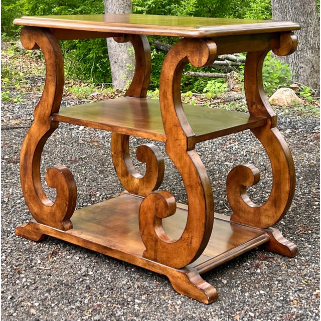 2010s Rustic European Maple Scrolled Leg Side Table For Sale - Image 5 of 10