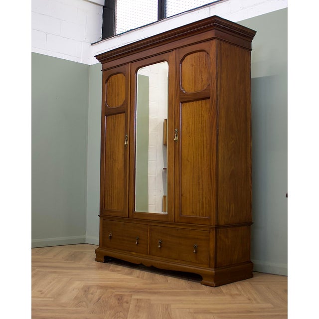 Antique Edwardian Walnut Wardrobe, 1900s For Sale - Image 4 of 13