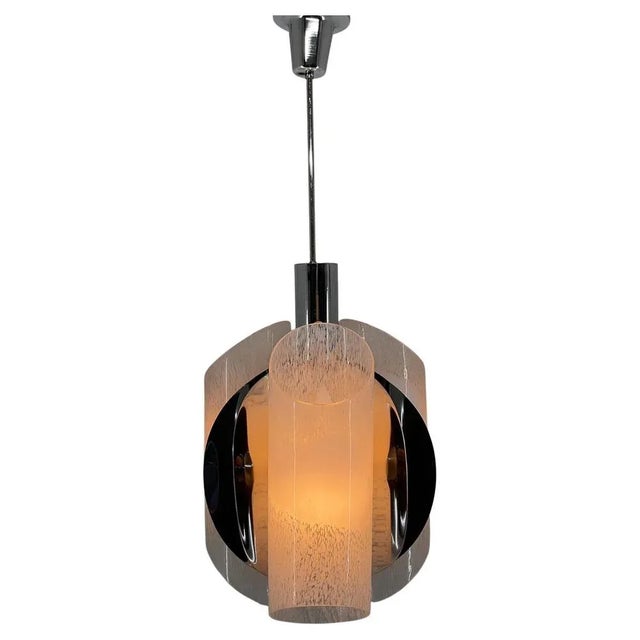 Mid-Century Chrome & Murano Glass Chandelier, Italy, 1970s For Sale - Image 11 of 11