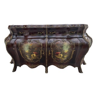 Antique Hand-Painted French Bombe Buffet For Sale