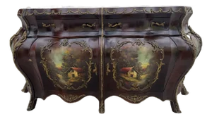 Antique Hand-Painted French Bombe Buffet