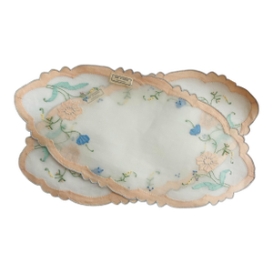 Madeira Embroidered Organdy Table or Tray Mats With Original Labels - a Pair